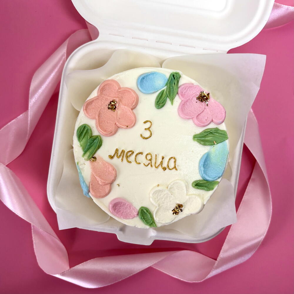 Бенто торт девочке с цветочками на 1 2 3 4 месяца и 5 6 7 8 9 10 11 месяцев
