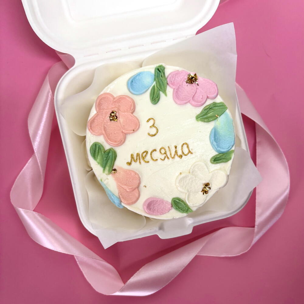 Бенто торт девочке с цветочками на 1 2 3 4 месяца и 5 6 7 8 9 10 11 месяцев