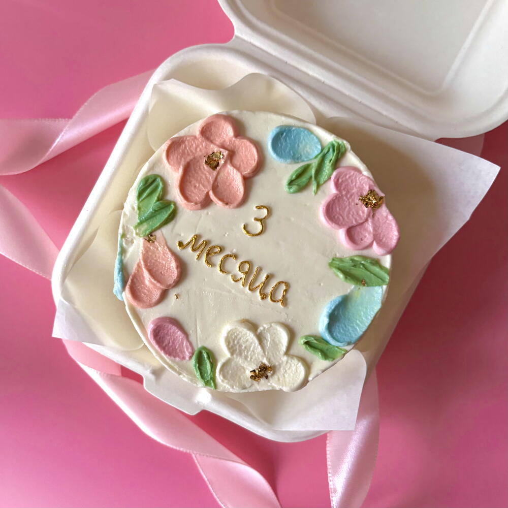 Бенто торт девочке с цветочками на 1 2 3 4 месяца и 5 6 7 8 9 10 11 месяцев