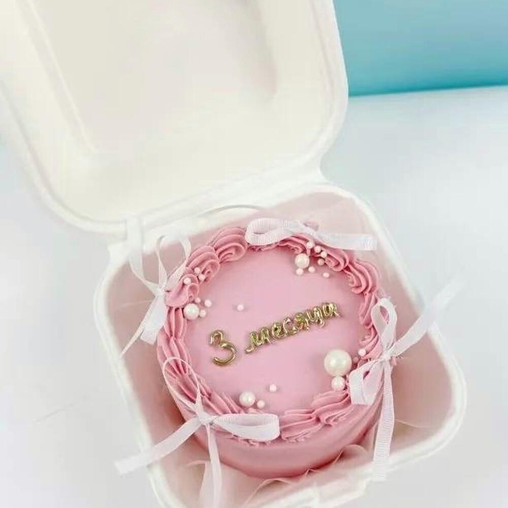 Бенто торт для девочки с рюшами, бусинами и бантиками