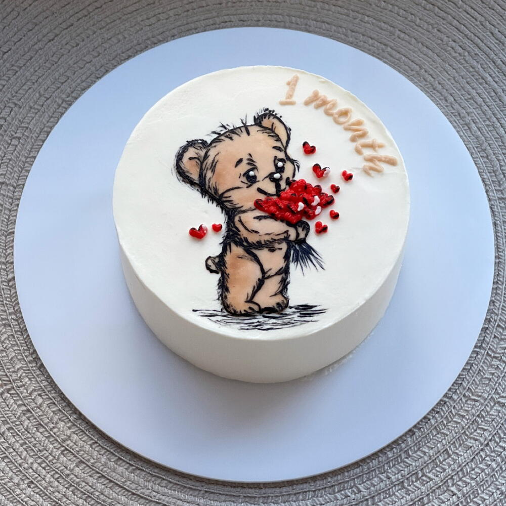 Бенто-торт для малыша с мишкой «1 month»