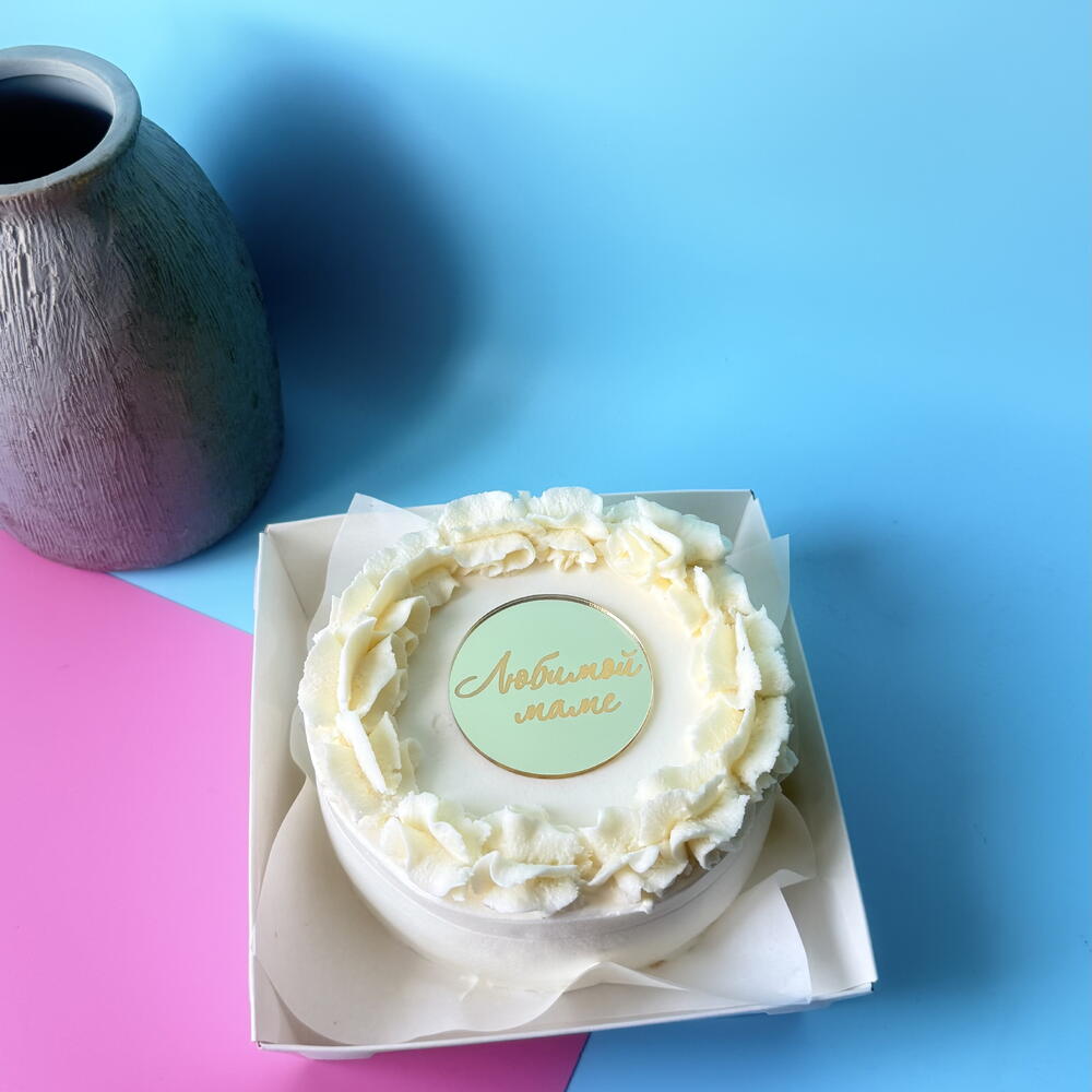 Бенто торт для мамы Ванильный с клубникой