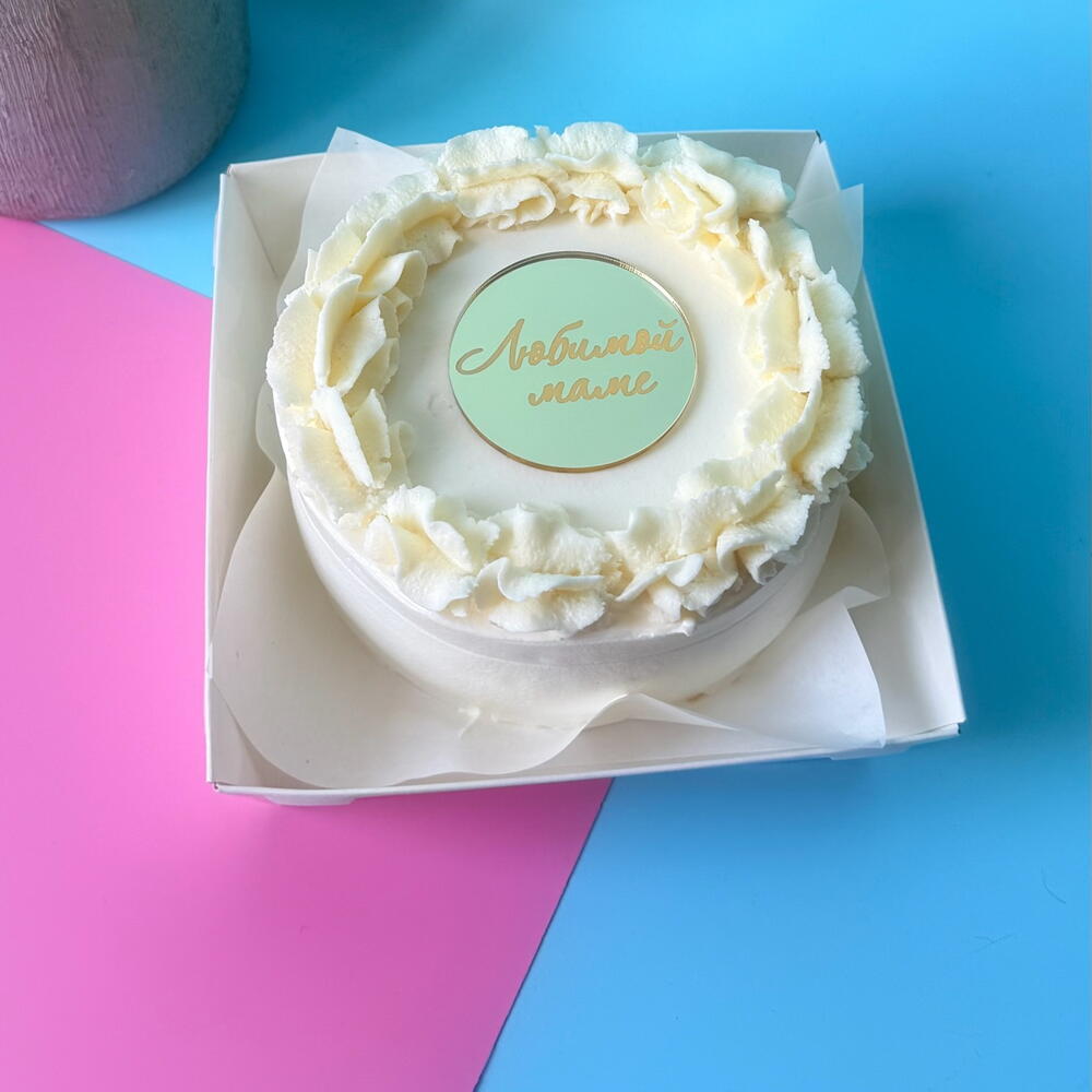 Бенто торт для мамы Ванильный с клубникой