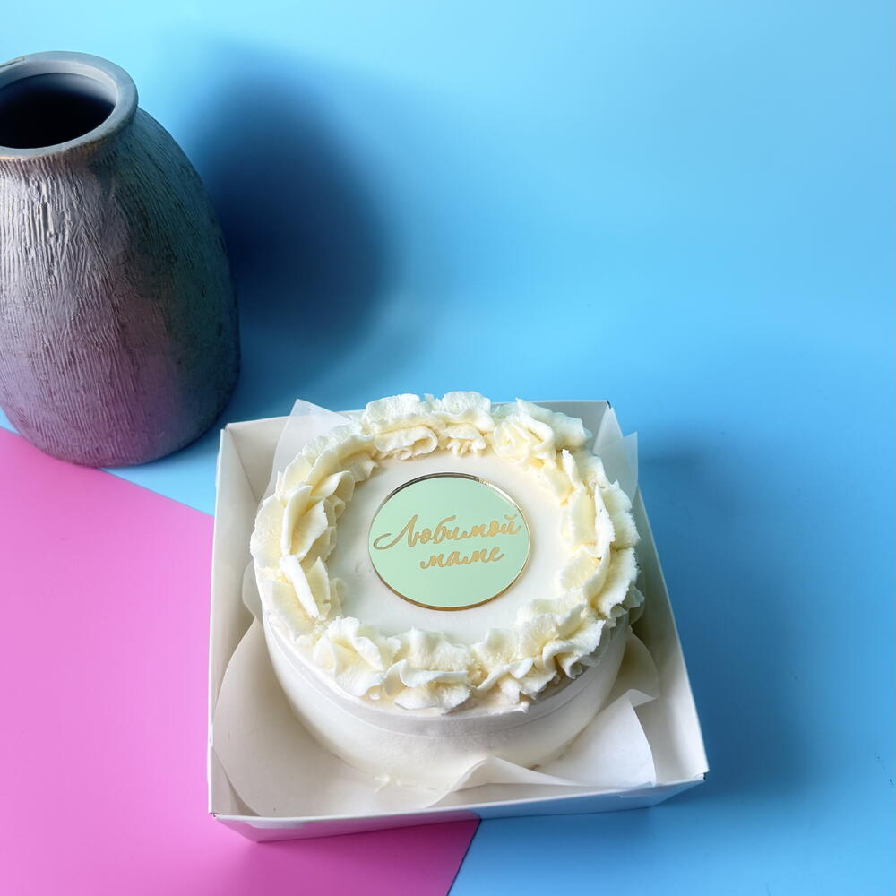 Бенто торт для мамы Ванильный с клубникой