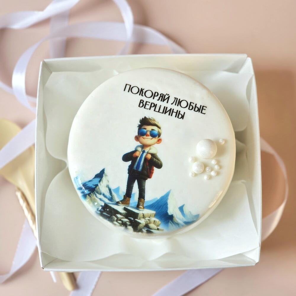 Бенто торт для мужчины для достижения целей "Покоряй любые вершины!"