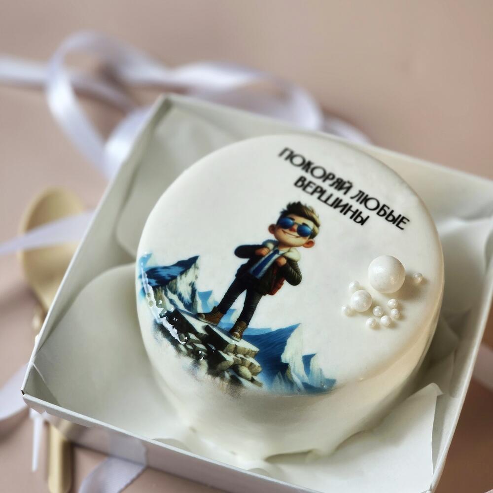 Бенто торт для мужчины для достижения целей "Покоряй любые вершины!"