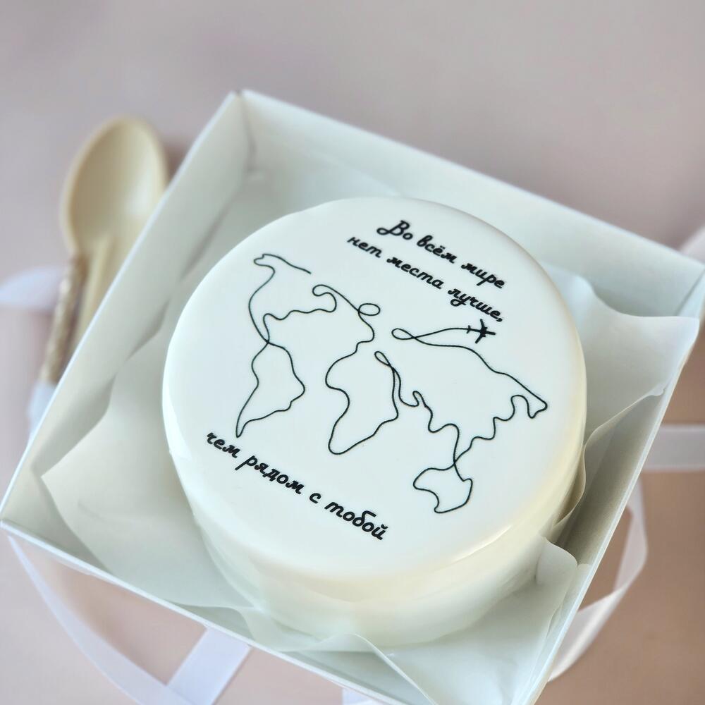 Бенто торт для влюблённых с картой "Нет места лучше, чем рядом с тобой"