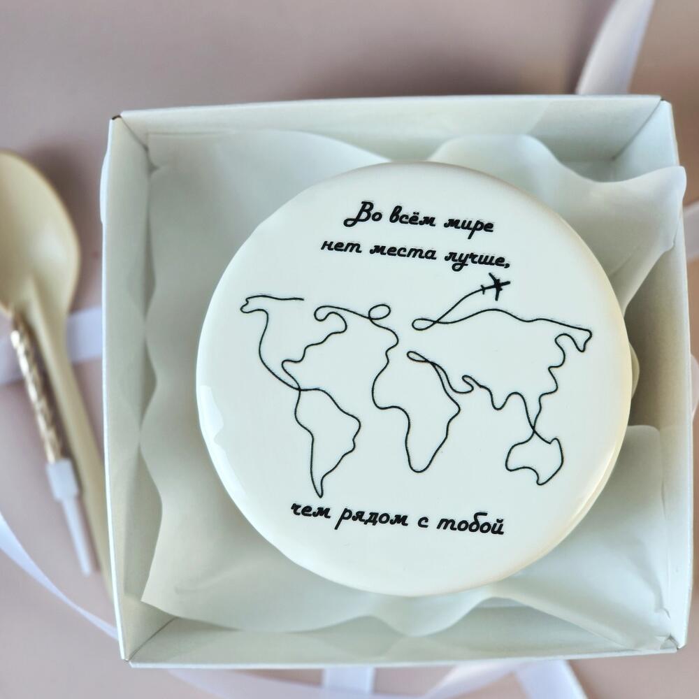 Бенто торт для влюблённых с картой "Нет места лучше, чем рядом с тобой"