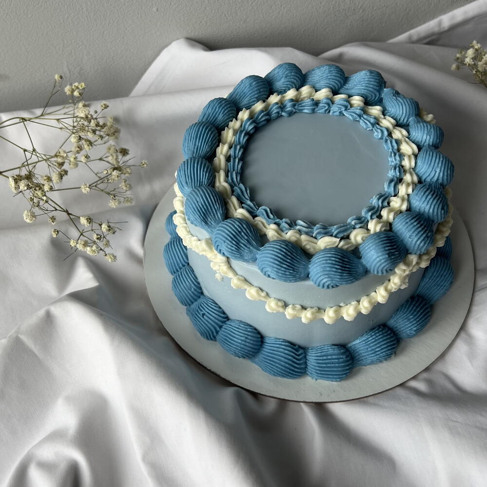 Бенто-торт голубой в стиле Ламбет