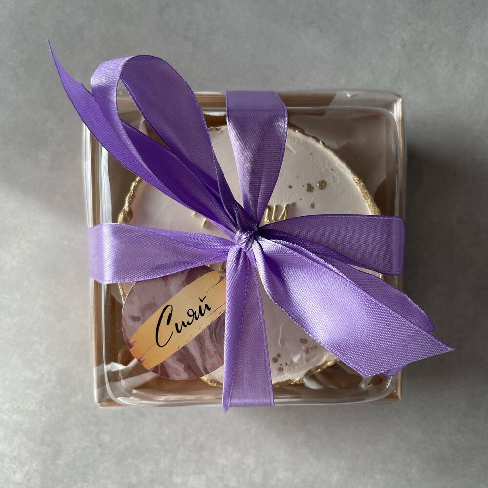 Бенто торт happy birthday белый с золотом