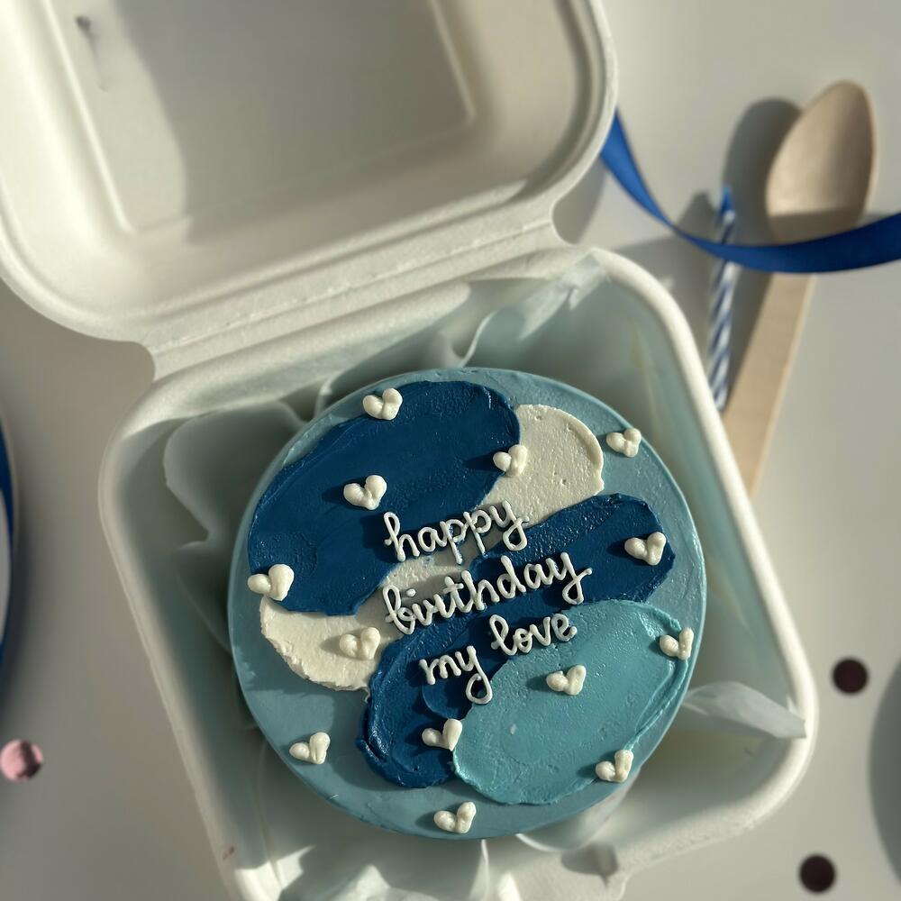 Бенто-торт "Happy birthday my love" синий