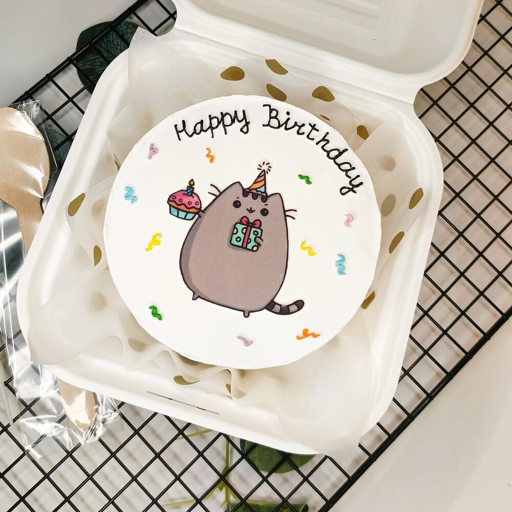 Бенто-торт Happy Birthday с котиком