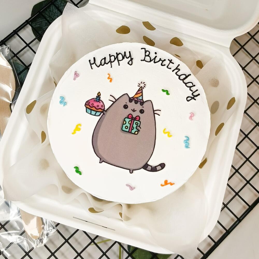 Бенто-торт Happy Birthday с котиком