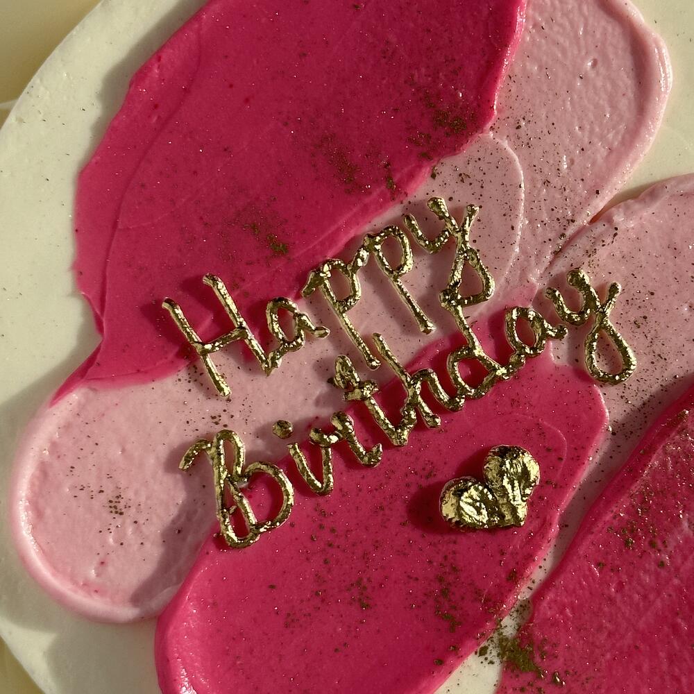 Бенто-торт "Happy birthday" с розовыми мазками