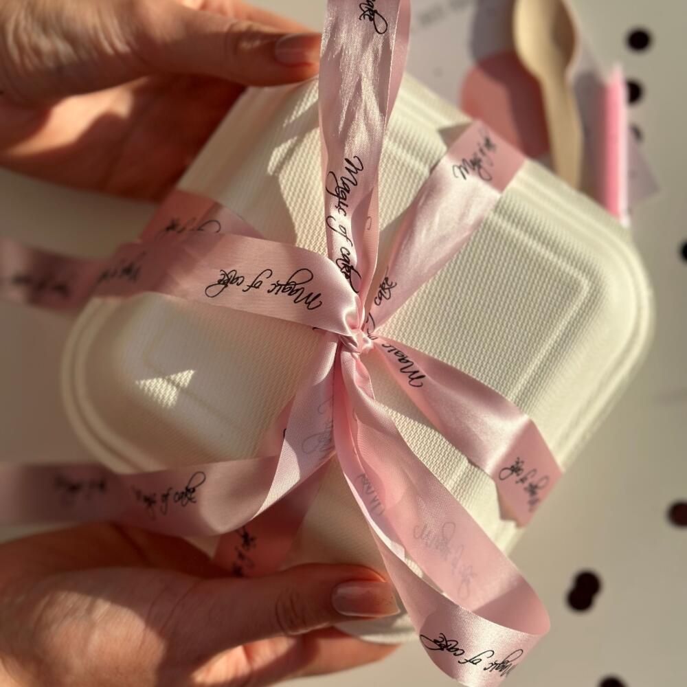 Бенто-торт "Happy birthday" с розовыми мазками