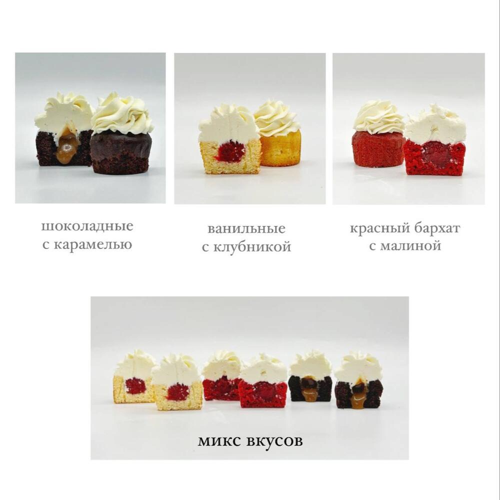 Бенто торт Happy Birthday с розовыми сердечками, Капкейки и Букетик цветов на День Рождения