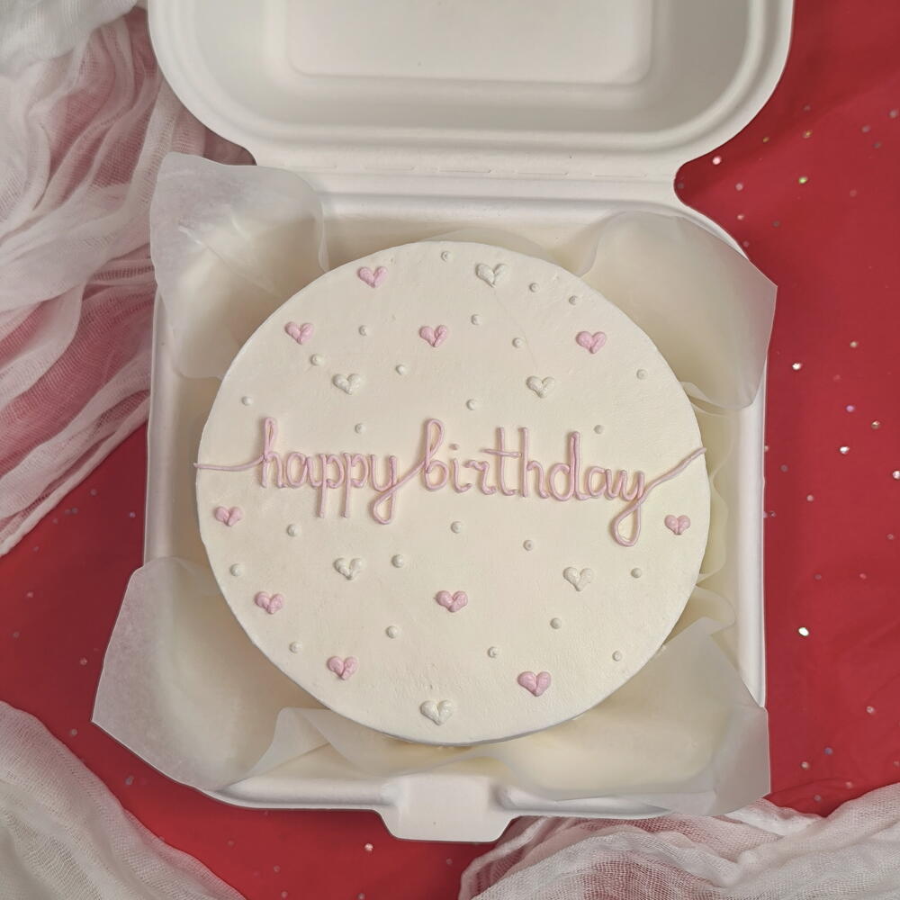 Бенто торт happy birthday с сердечками / торт для подружки, сестры, мамы