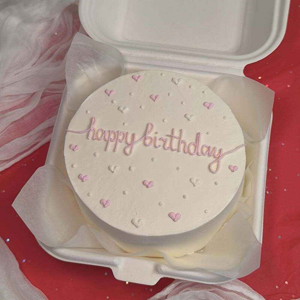 Бенто торт happy birthday с сердечками / торт для подружки, сестры, мамы