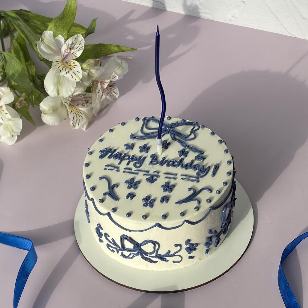 Бенто-торт «Happy birthday со свечкой ,на день рождения