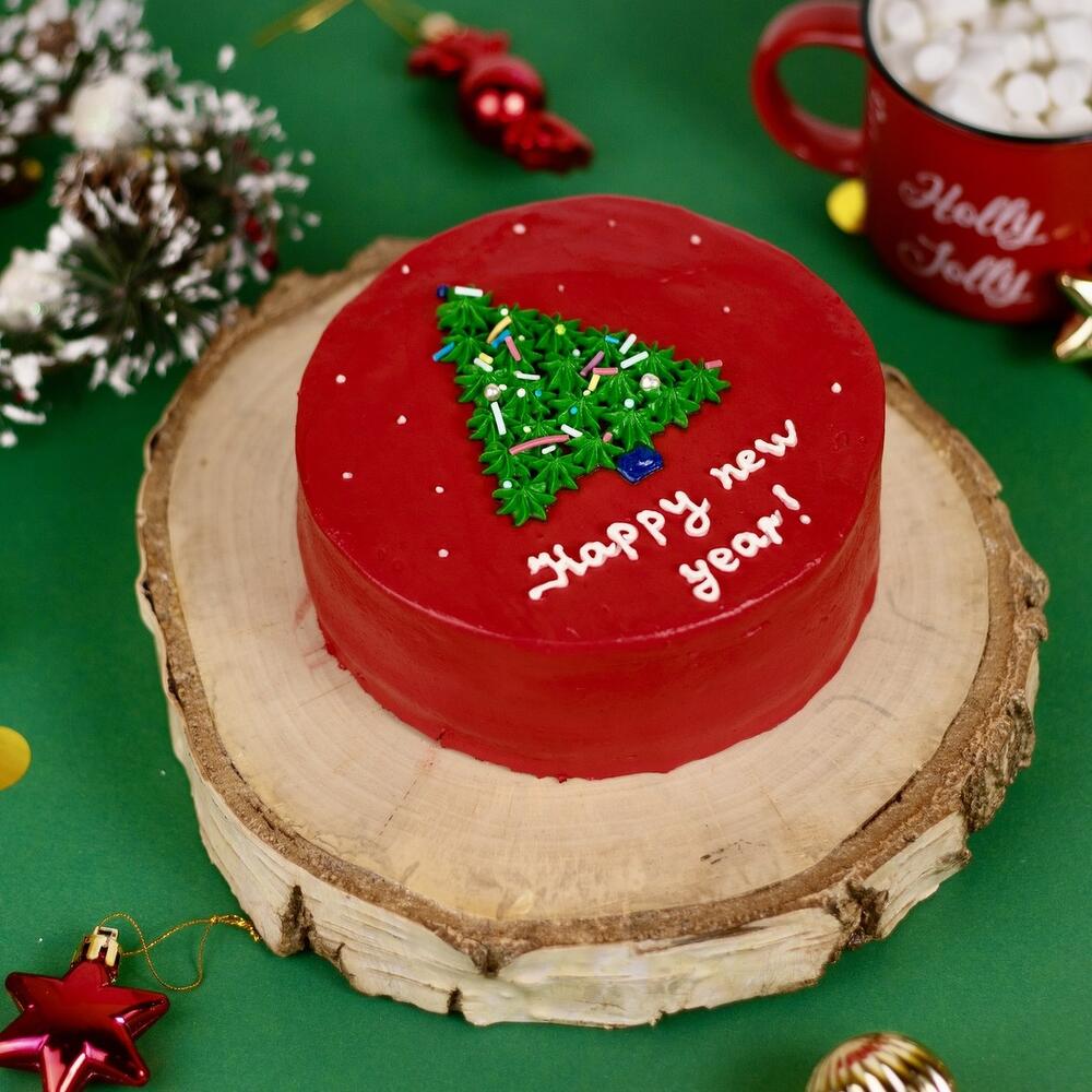 Бенто-торт Happy New Year красный