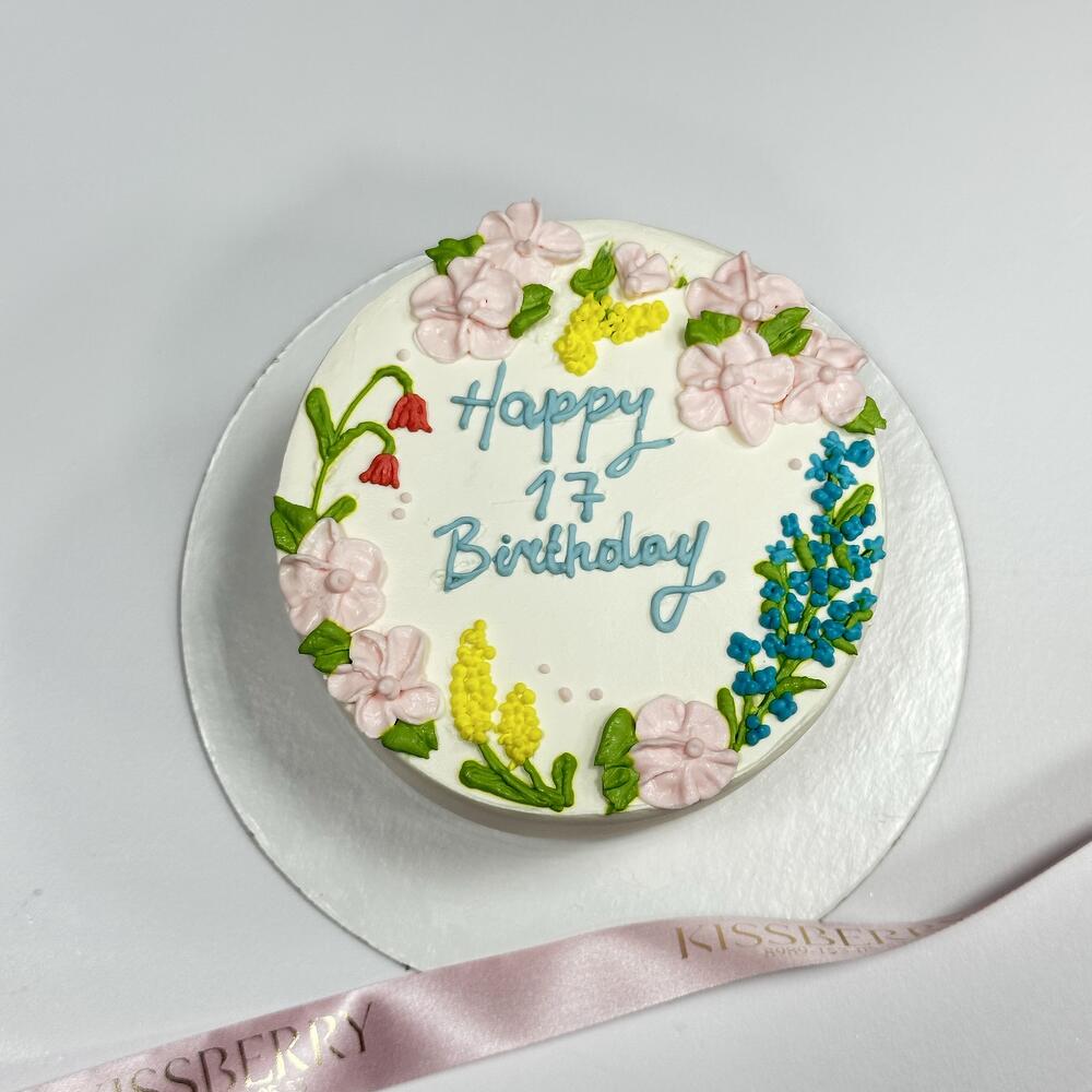 Бенто-торт «HB с полевыми цветами»