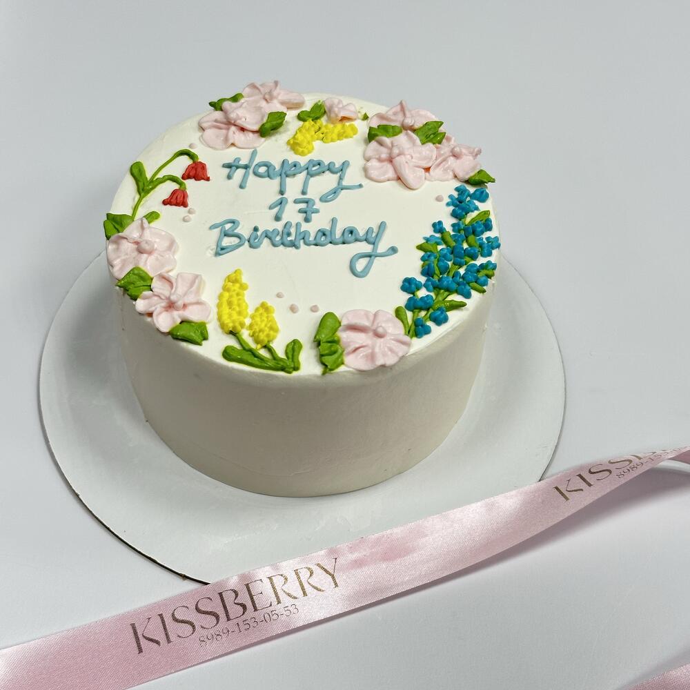 Бенто-торт «HB с полевыми цветами»