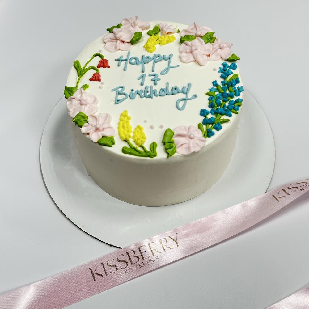 Бенто-торт «HB с полевыми цветами»