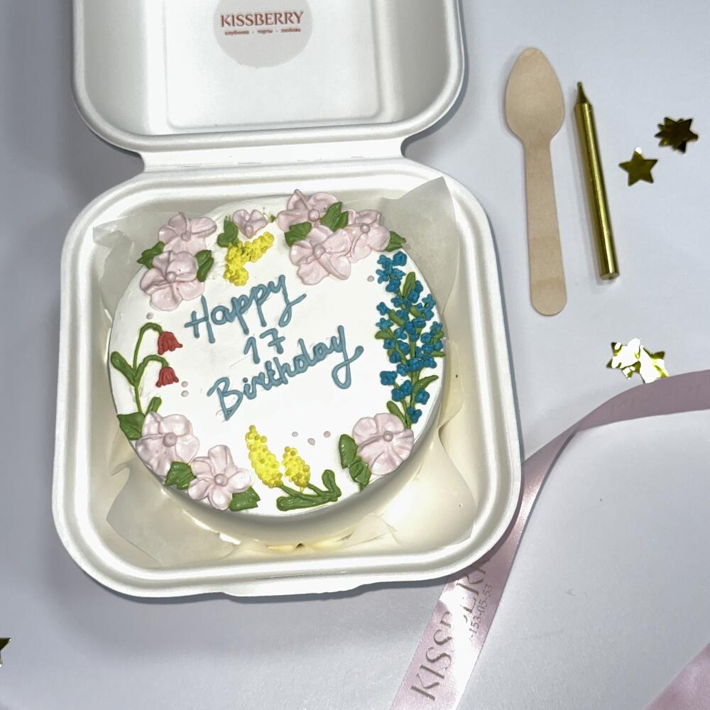 Бенто-торт «HB с полевыми цветами»