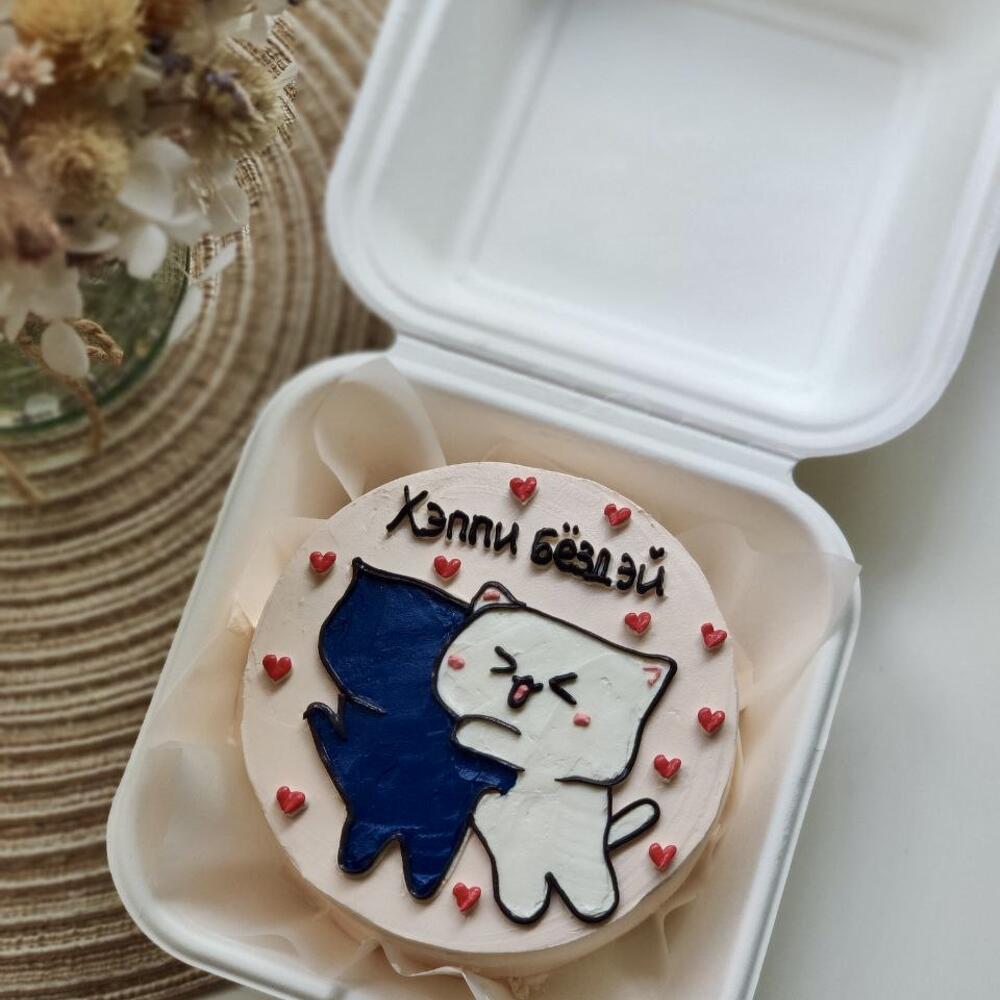 Бенто торт Хэппи Бёздэй Котики