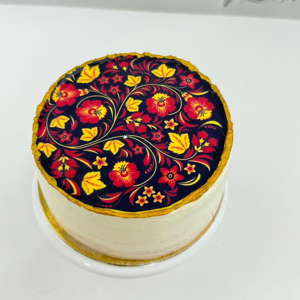 Бенто торт Хохлома на черном