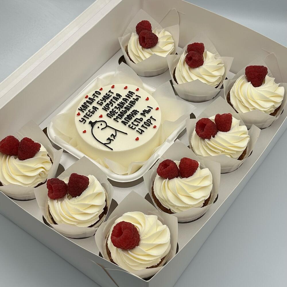 Бенто торт и 8 капкейков на день рождения