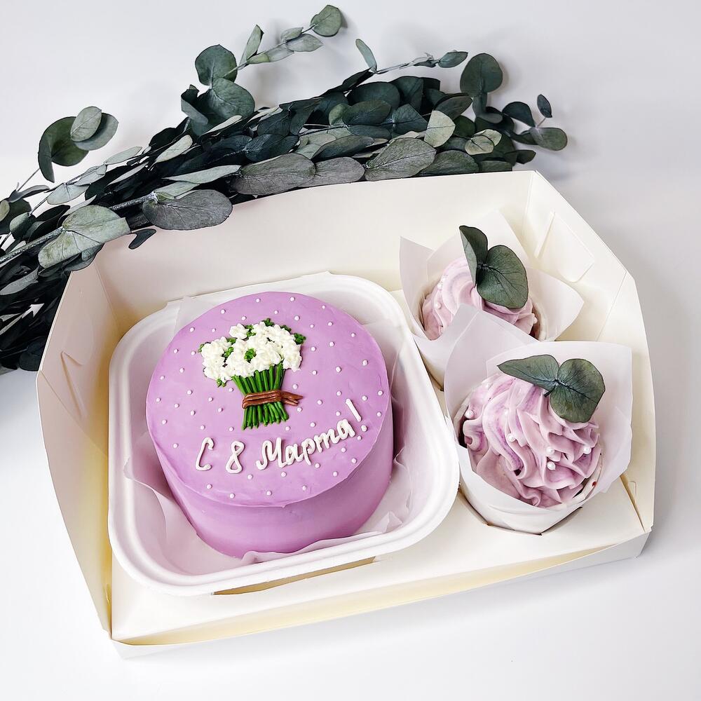 Бенто-торт и капкейки к 8 марта