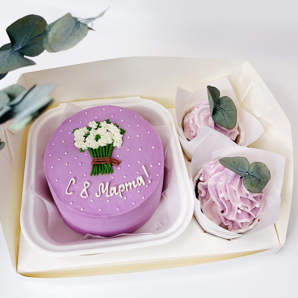 Бенто-торт и капкейки к 8 марта