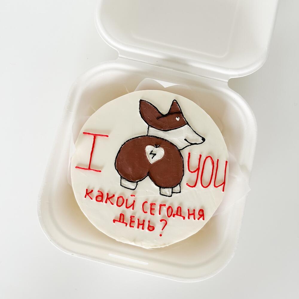 Бенто торт I love you корги