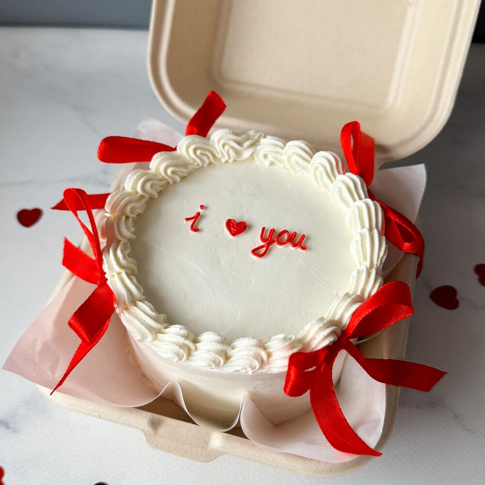 Бенто торт I love you с бантиками