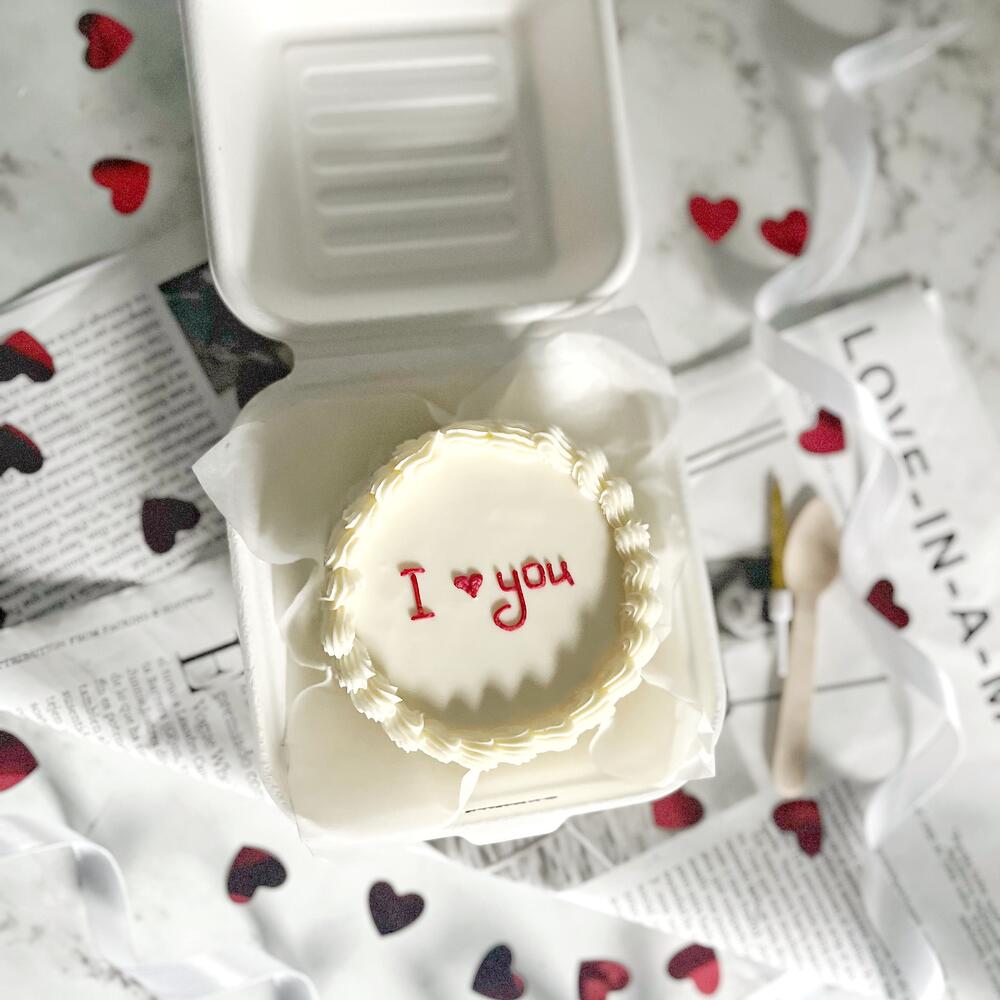 Бенто торт I love you с рюшами в подарок любимому человеку или девушке