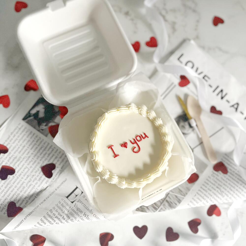 Бенто торт I love you с рюшами в подарок любимому человеку или девушке