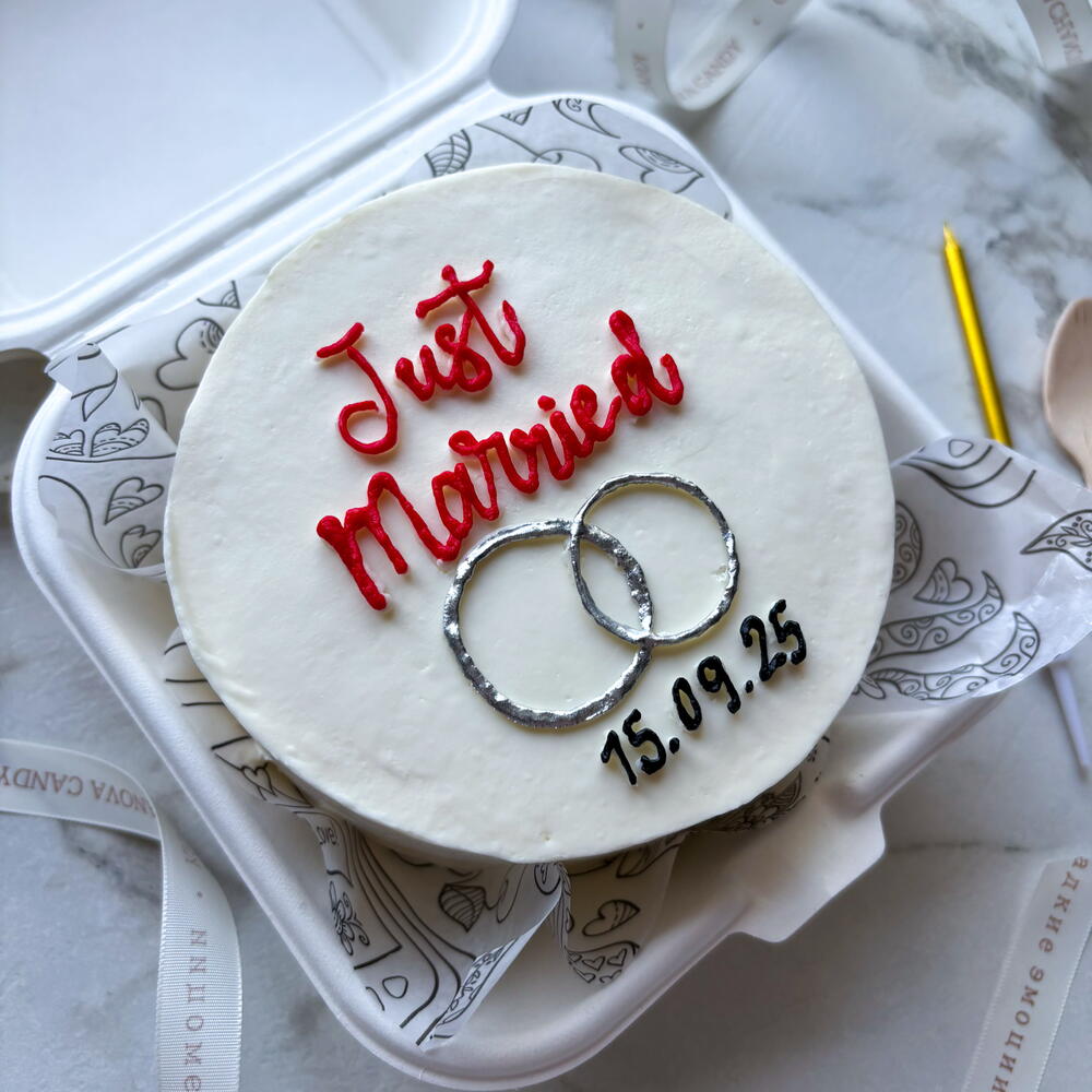 Бенто торт "Jast married" молодоженам/ на годовщину свадьбы