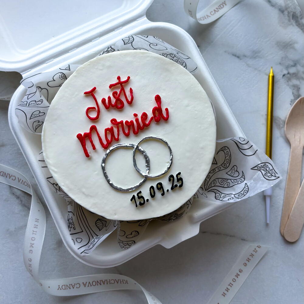 Бенто торт "Jast married" молодоженам/ на годовщину свадьбы