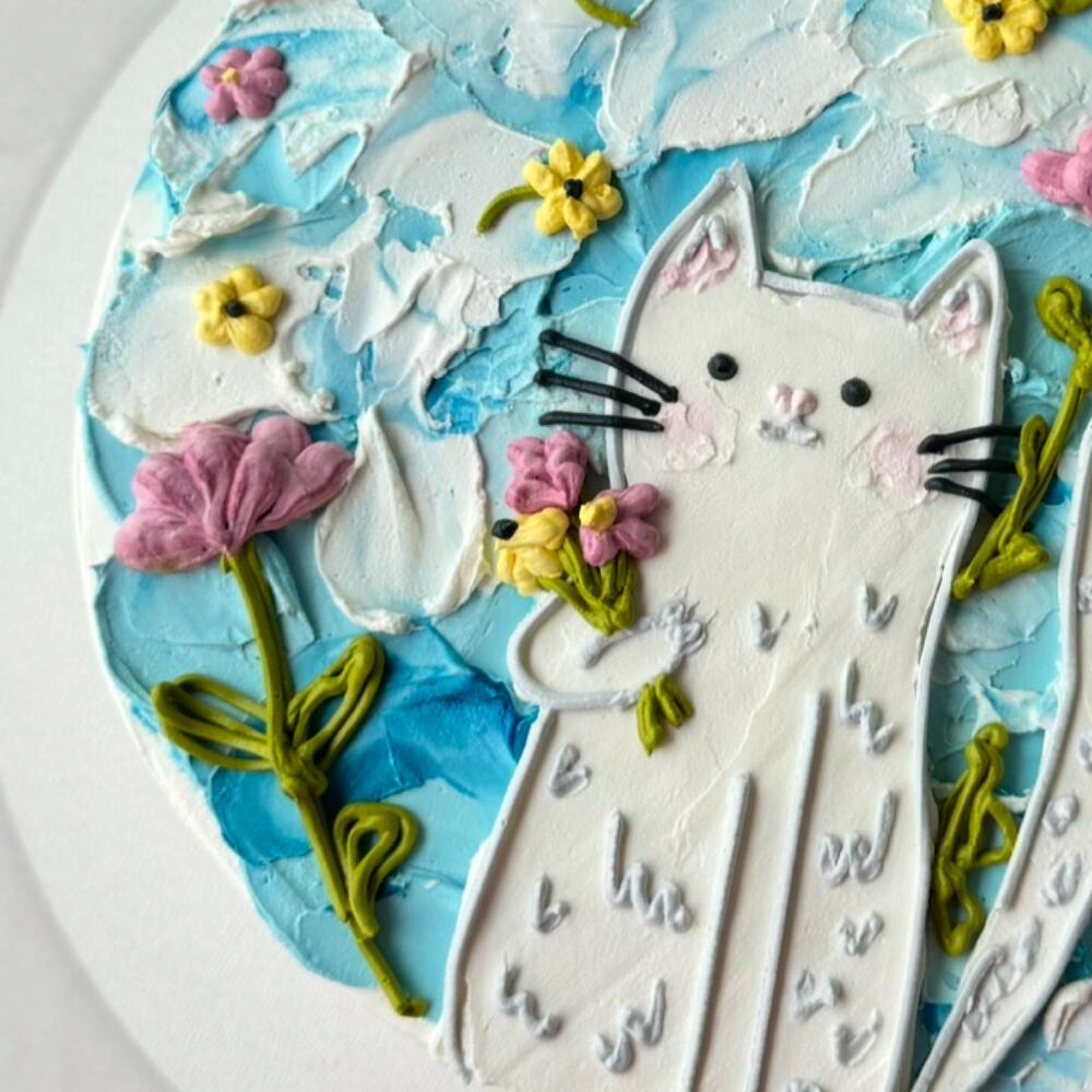 Бенто-торт «Кот в ромашках»