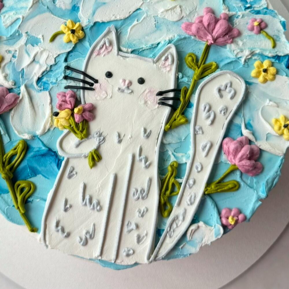 Бенто-торт «Кот в ромашках»