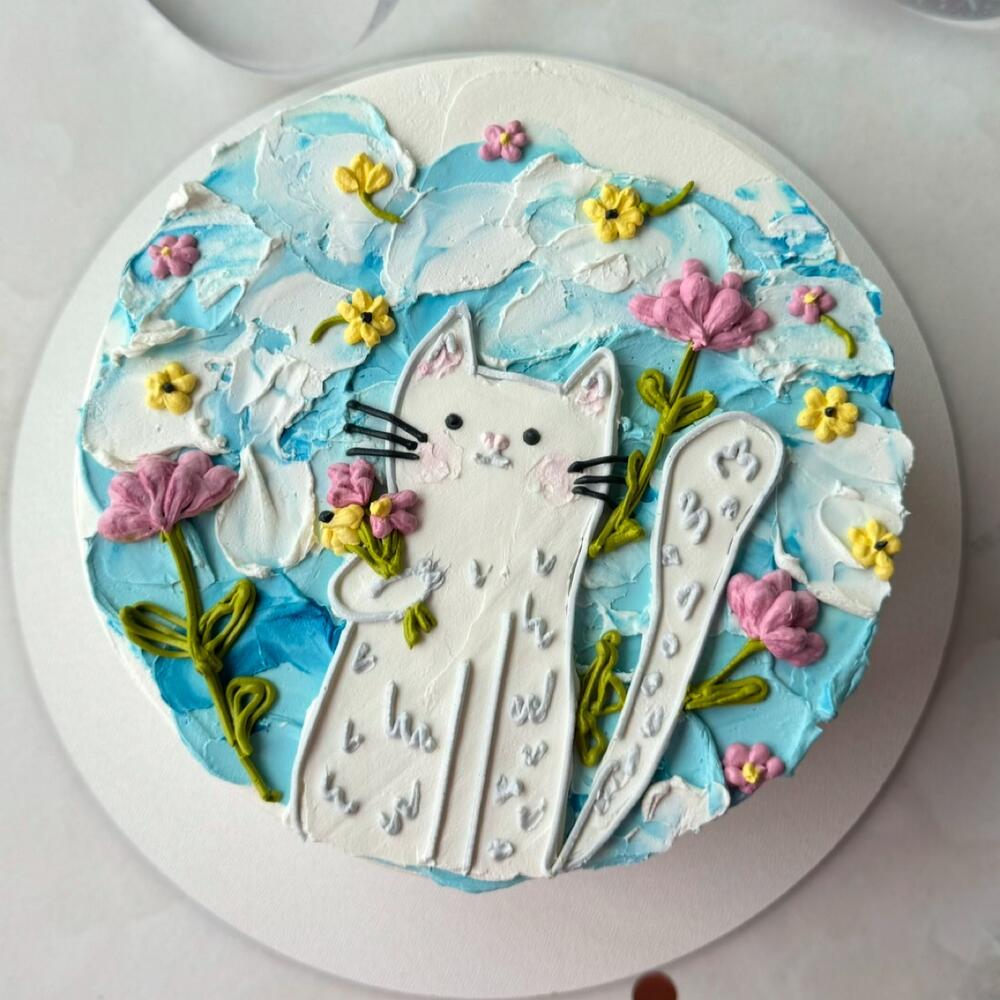 Бенто-торт «Кот в ромашках»