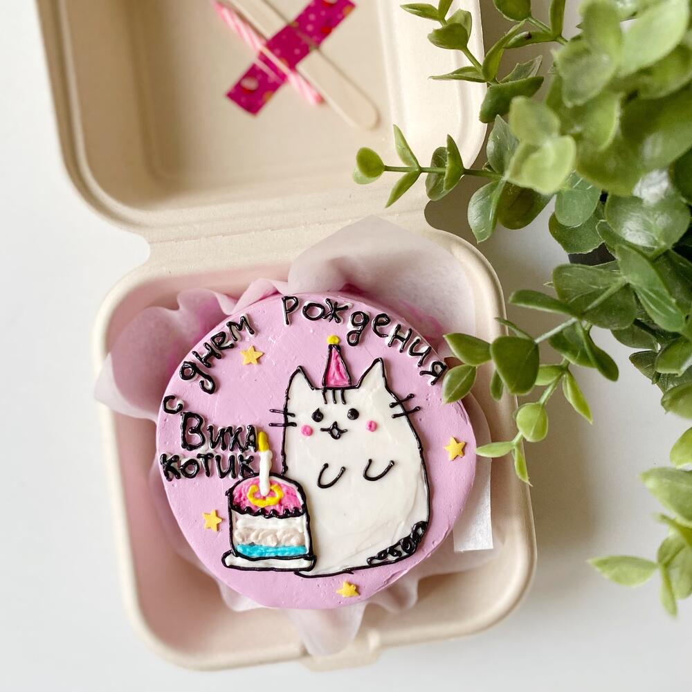 Бенто торт «Котик с др»