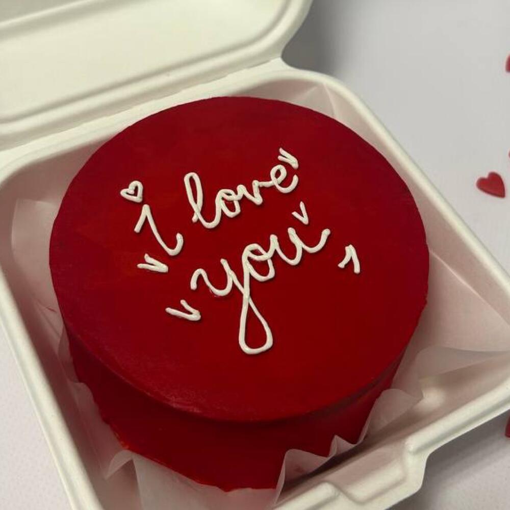 Бенто торт красный I love you