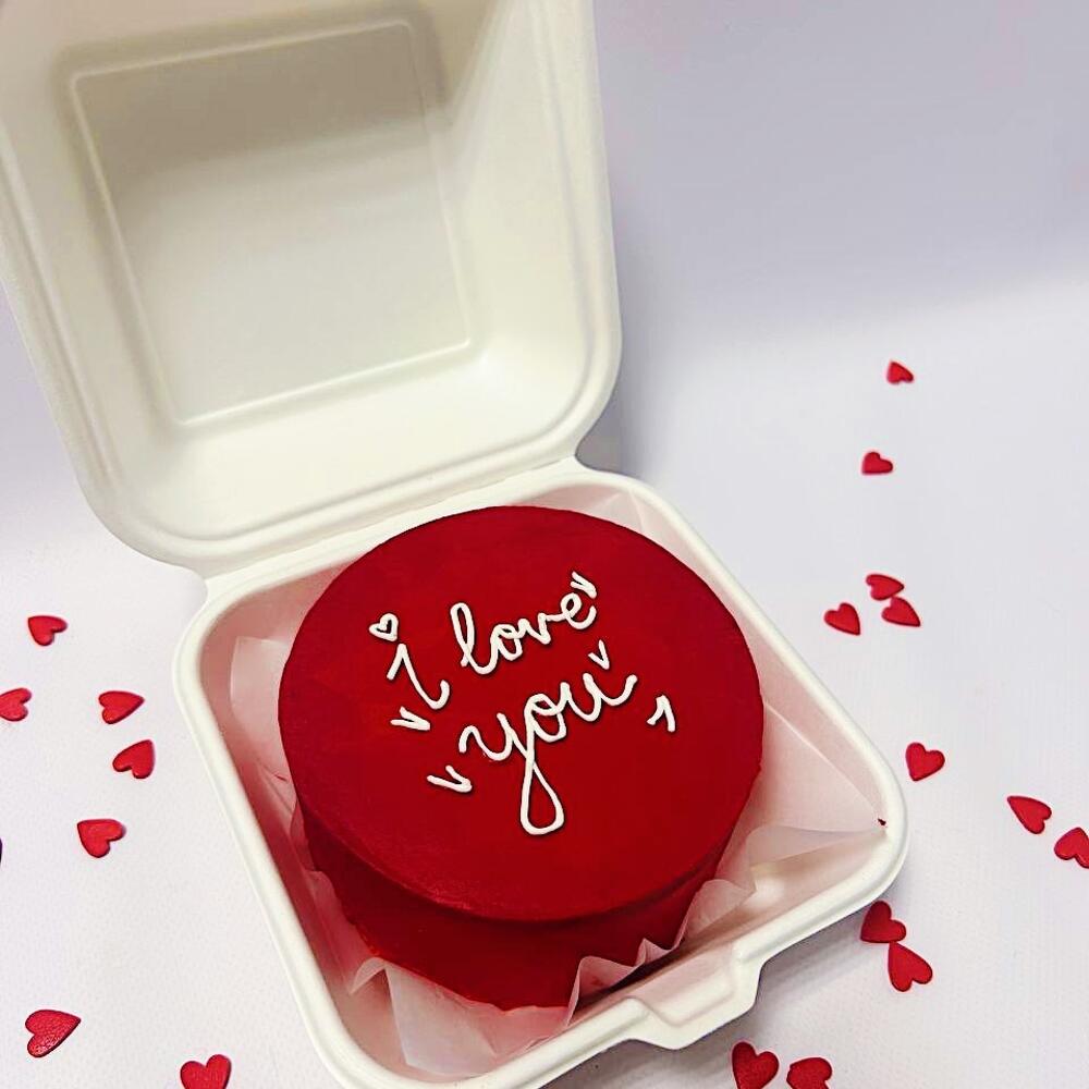 Бенто торт красный I love you