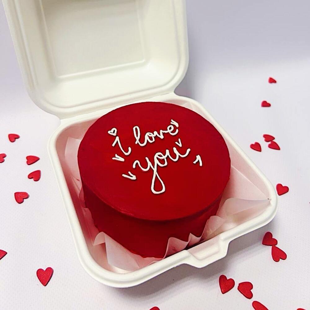 Бенто торт красный I love you