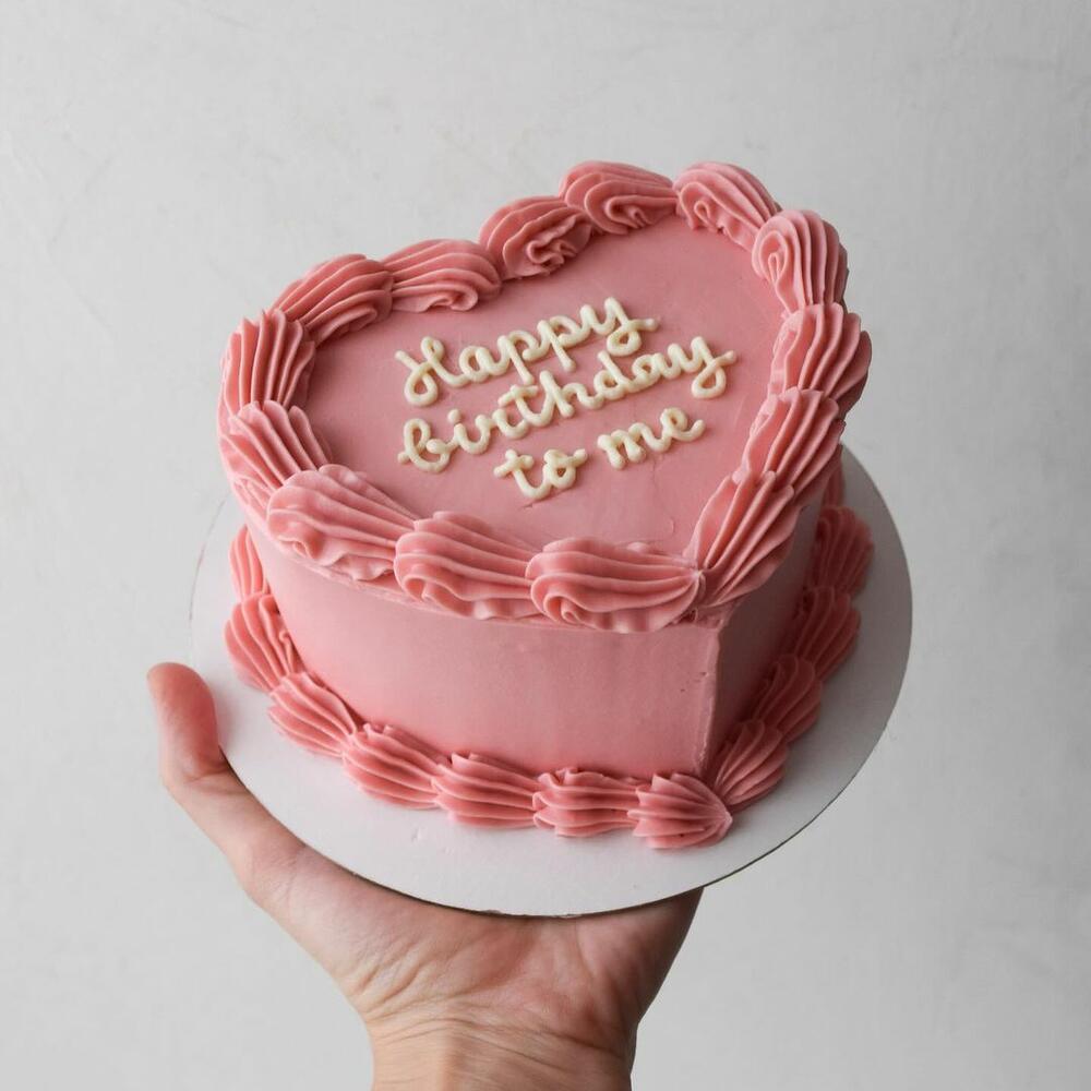 Бенто торт «Ламбет» розовое сердце с вашей надписью на День рождения, праздник