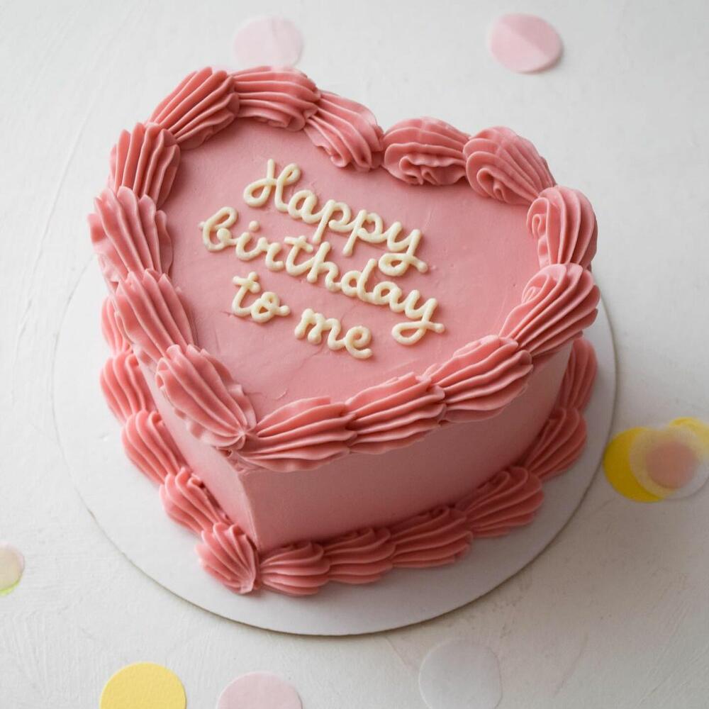 Бенто торт «Ламбет» розовое сердце с вашей надписью на День рождения, праздник