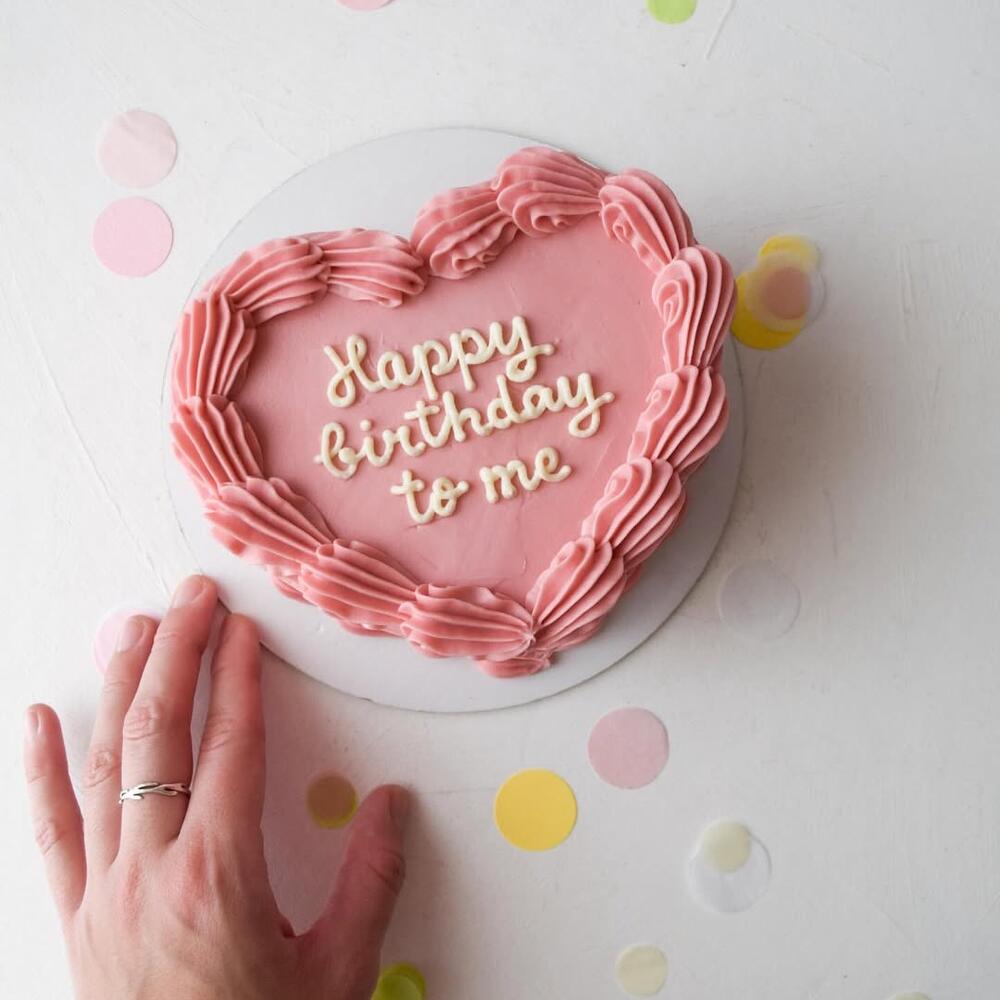 Бенто торт «Ламбет» розовое сердце с вашей надписью на День рождения, праздник