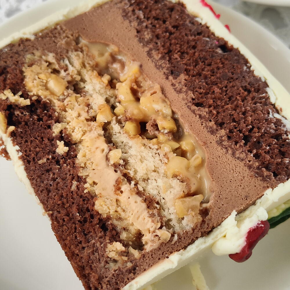 Бенто-торт Ламбет (рюши, белые бантики) день рождения/свадьба